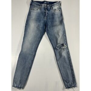 Old Navy Mid Rise Skinny Jean Light Blue Wash Light Distressed Cotton Bld Size 4
